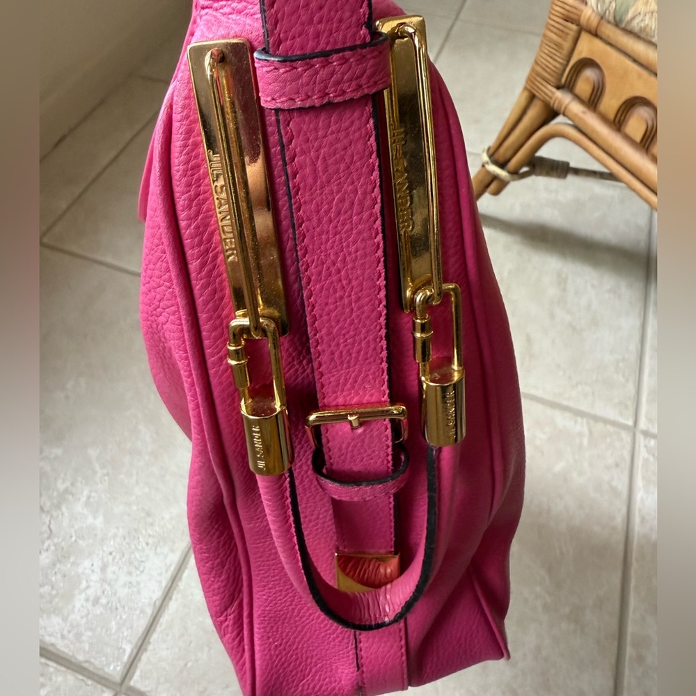 Jil Sander Barbie Pink leather hand bag gold accents - Picture 7 of 15